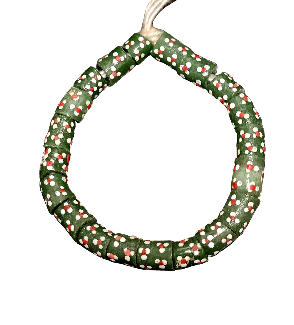 dark green krobo recycled glass beads single bead detail