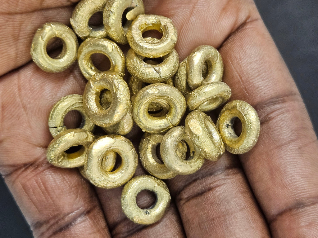 Ashanti Brass Ring Spacer Beads – 10–13mm, Approx. 23 Pack