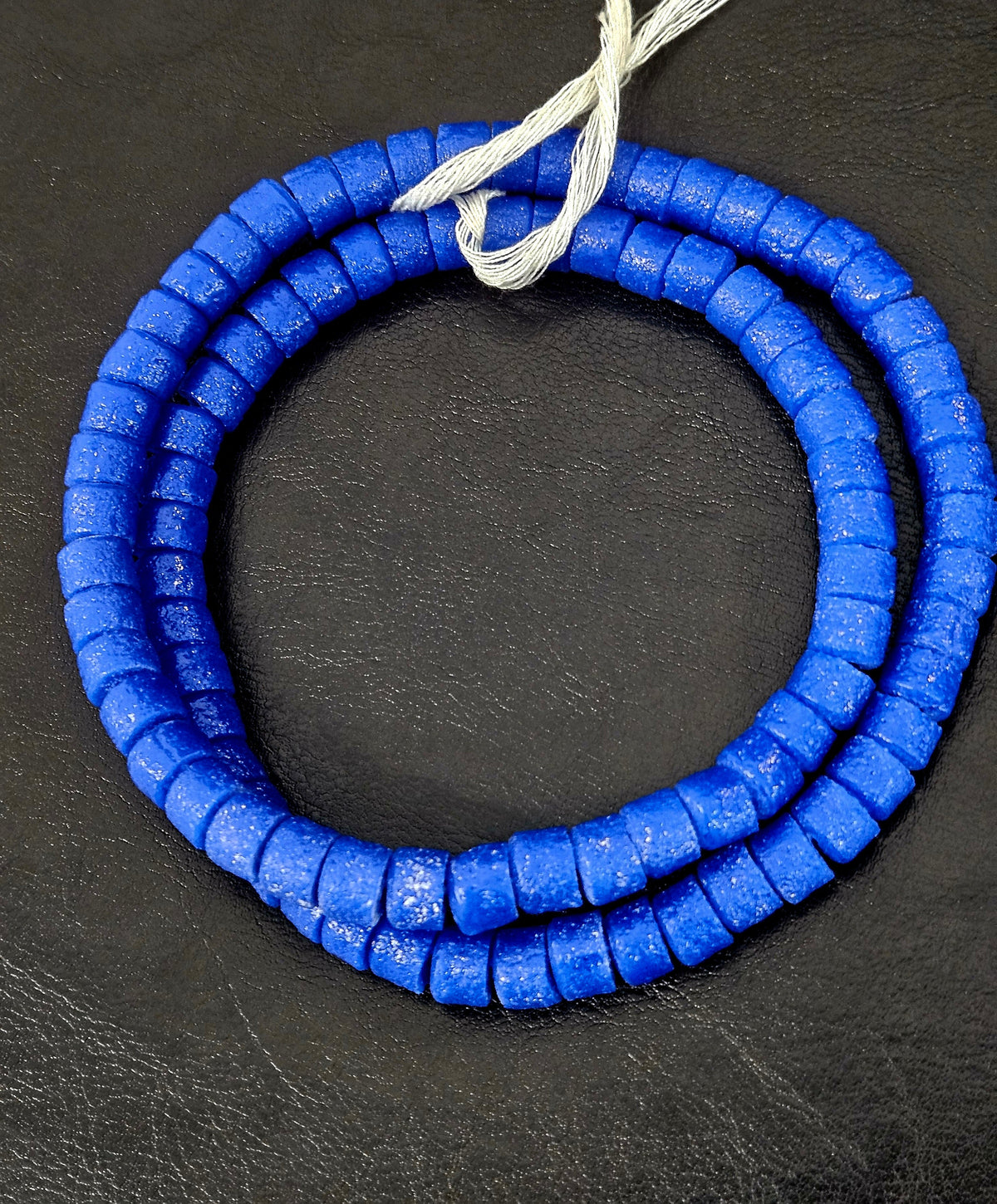 Electric Cobalt Small Cube Tube Krobo Powdered Glass Beads | Ghana Recycled Glass | 77–78 Beads