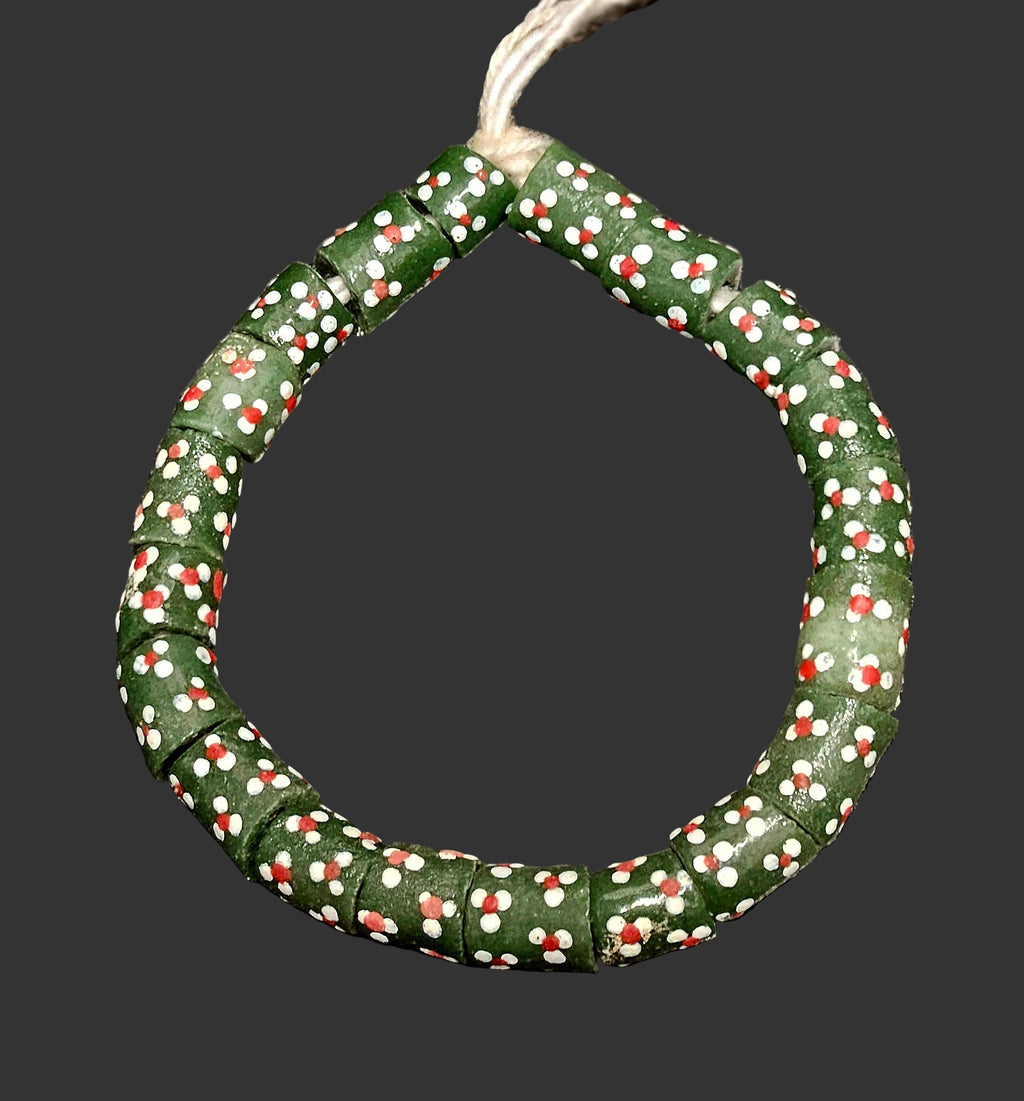 dark green krobo recycled glass beads large hole side view