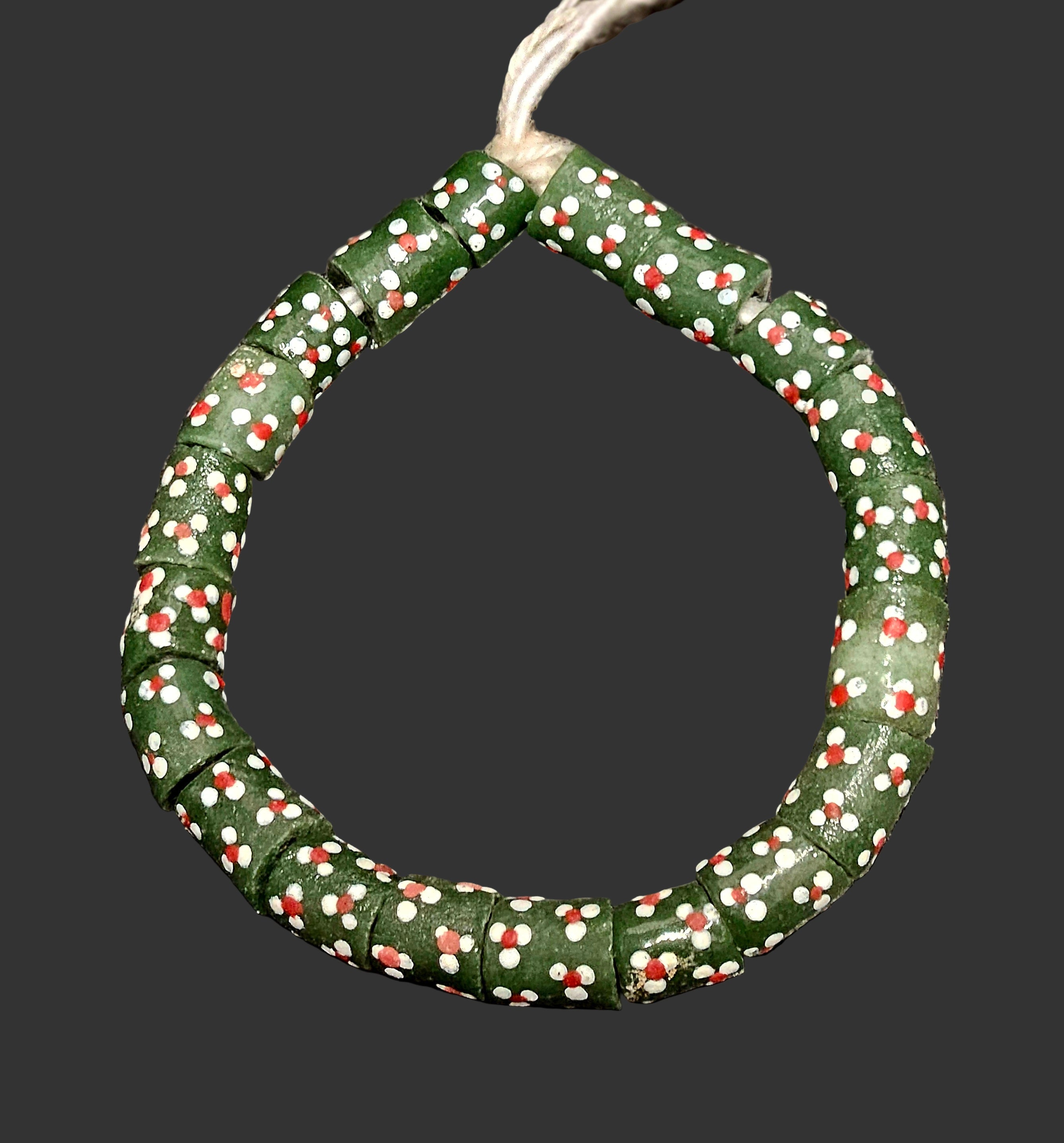 dark green krobo recycled glass beads large hole side view