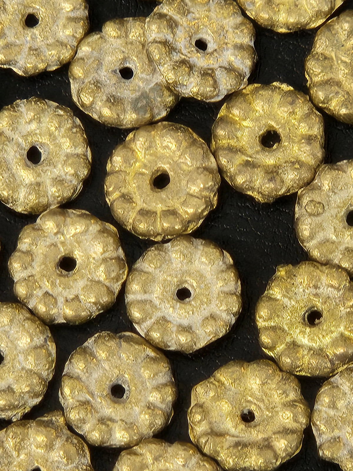 Ashanti Brass Spacer Beads – Textured 12–13mm Disc Strand