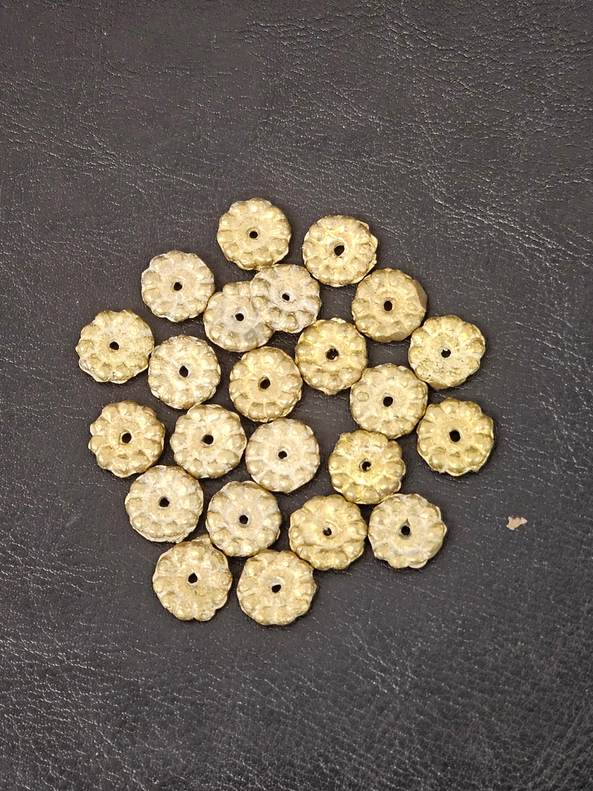 Ashanti Brass Spacer Beads – Textured 12–13mm Disc Strand