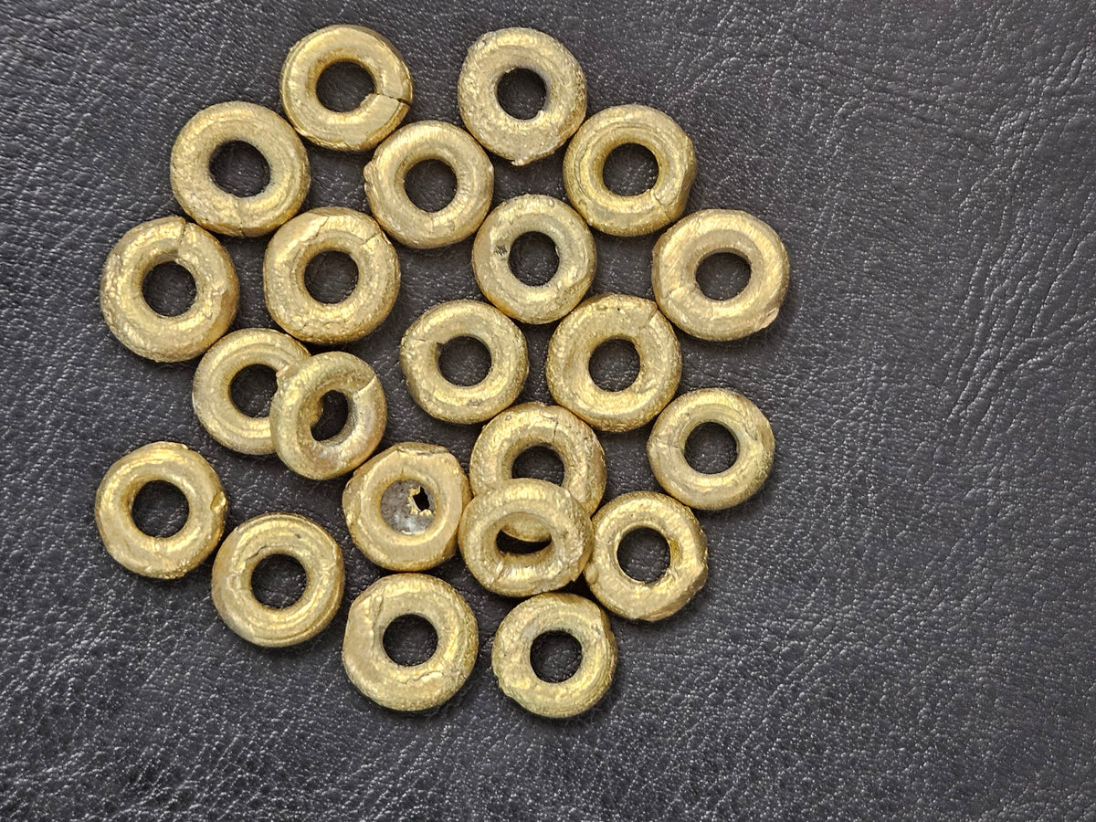 Ashanti Brass Ring Spacer Beads – 10–13mm, Approx. 23 Pack