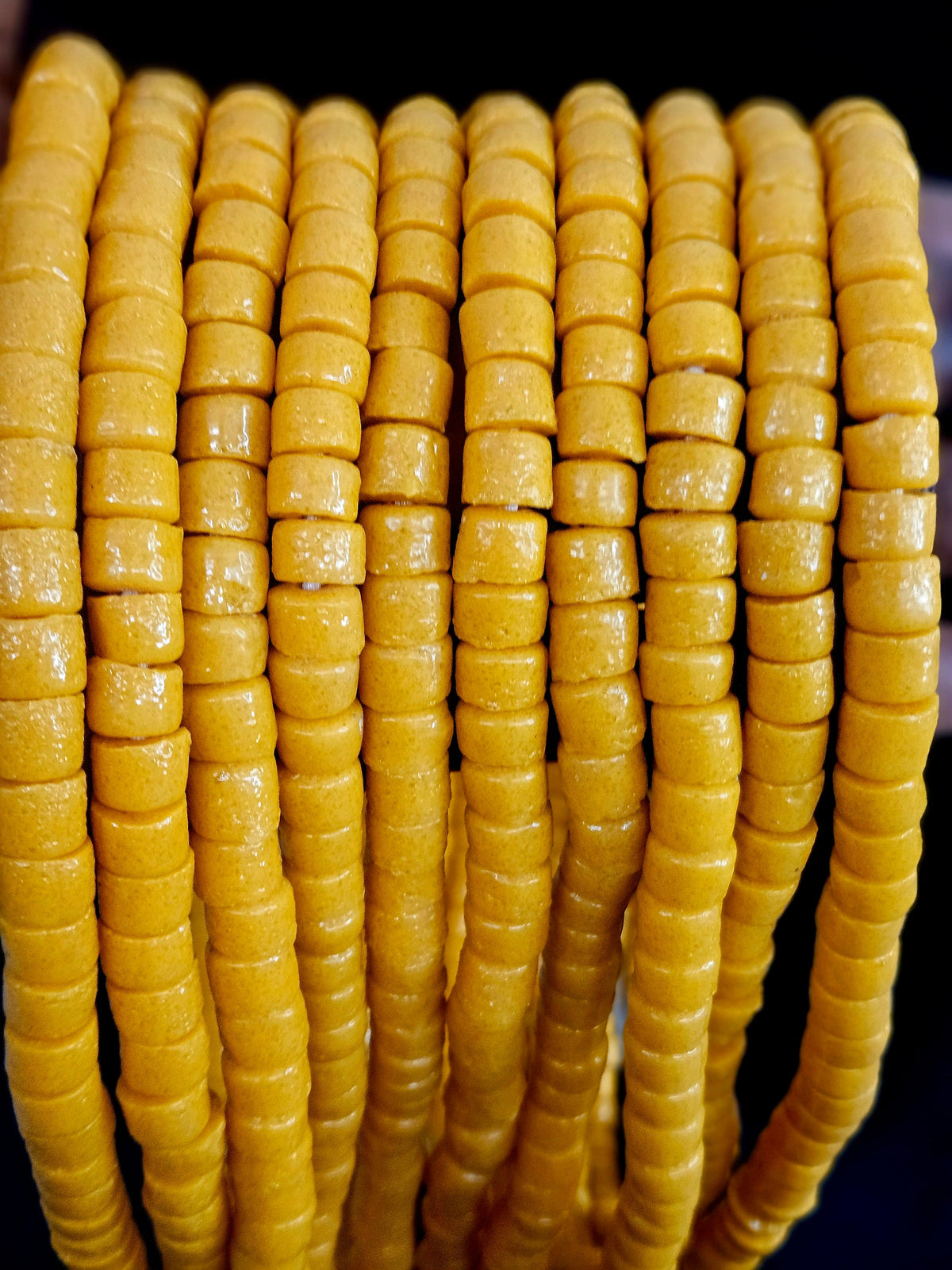 Golden Ochre Krobo Glass Beads – Bead Breakout