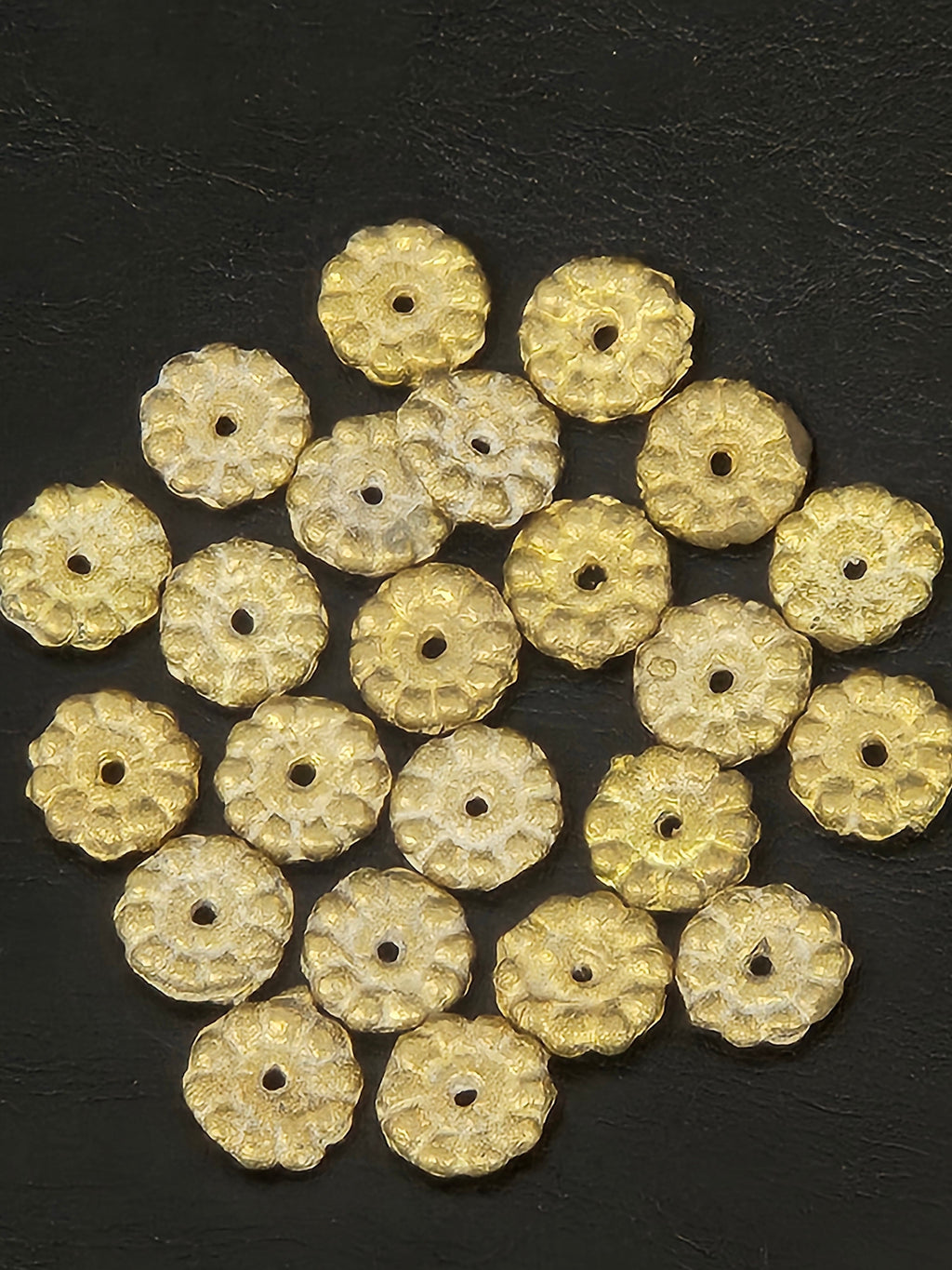 Ashanti Brass Spacer Beads – Textured 12–13mm Disc Strand