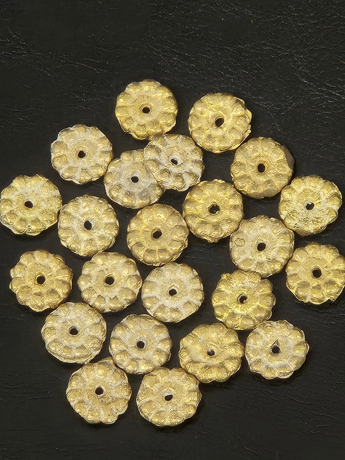 Ashanti Brass Spacer Beads – Textured 12–13mm Disc Strand