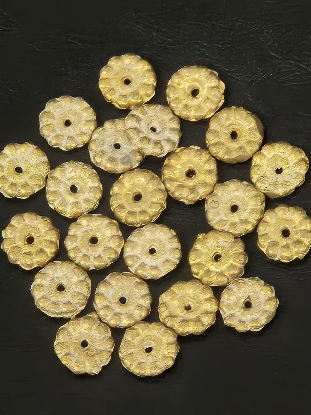 Ashanti Brass Spacer Beads – Textured 12–13mm Disc Strand