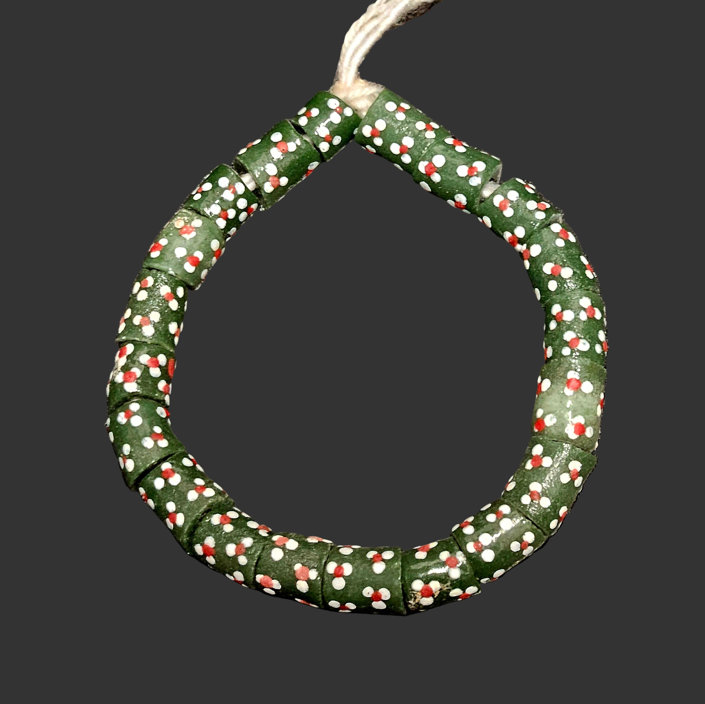dark green krobo recycled glass beads large hole top view