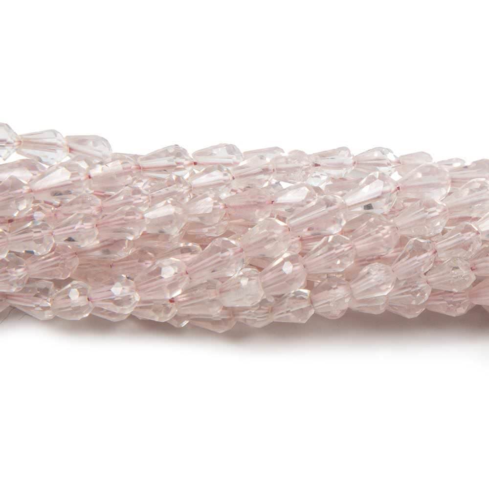 3x5mm Rose Quartz Straight-Drilled Faceted Teardrop Beads, 14.5-Inch Strand