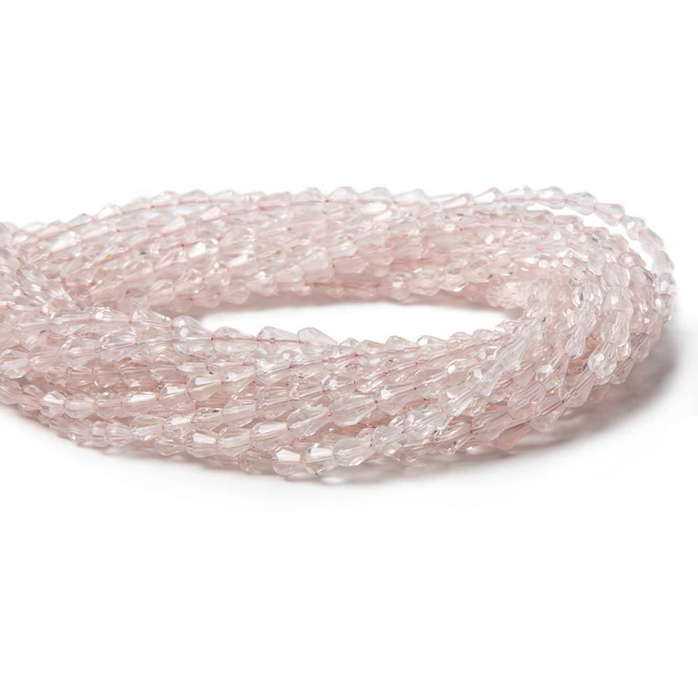 3x5mm Rose Quartz Straight-Drilled Faceted Teardrop Beads, 14.5-Inch Strand