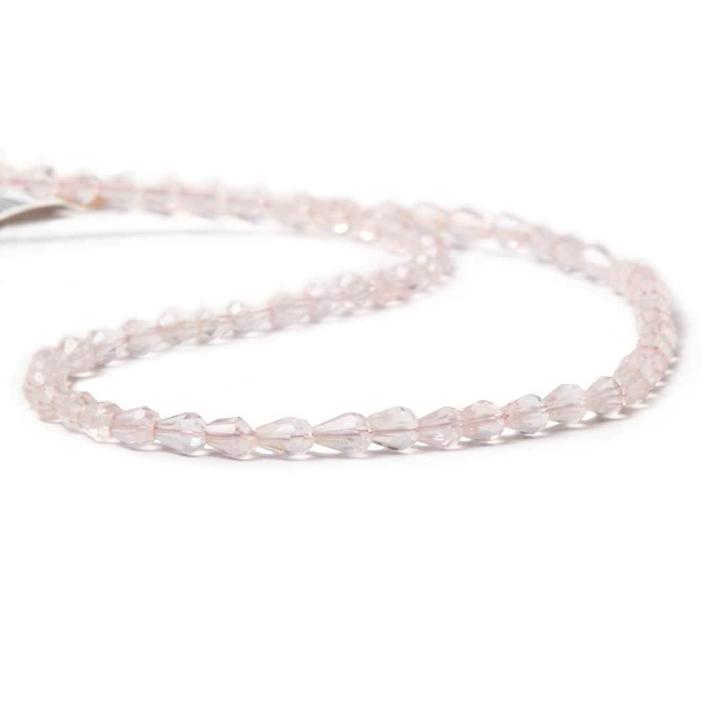 3x5mm Rose Quartz Straight-Drilled Faceted Teardrop Beads, 14.5-Inch Strand
