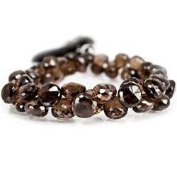 7–9mm Smoky Quartz Faceted Candy Kiss Briolette Beads