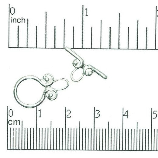 12mm Ring, 18mm Bar Swirl Toggle Clasp - Made of plated pewter - Sold as a set - CBS11/2383