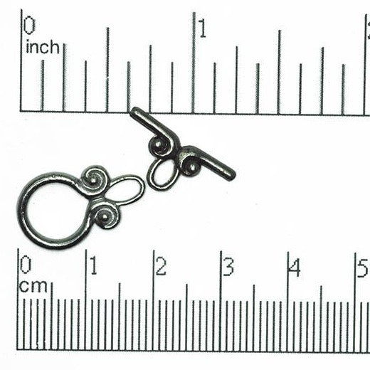12mm Ring, 18mm Bar Swirl Toggle Clasp - Made of plated pewter - Sold as a set - CBS11/2383