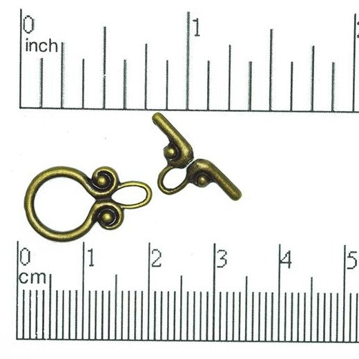 12mm Ring, 18mm Bar Swirl Toggle Clasp - Made of plated pewter - Sold as a set - CBS11/2383