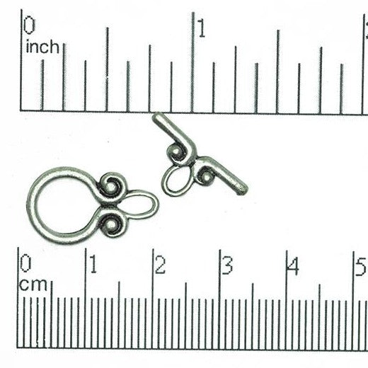 12mm Ring, 18mm Bar Swirl Toggle Clasp - Made of plated pewter - Sold as a set - CBS11/2383