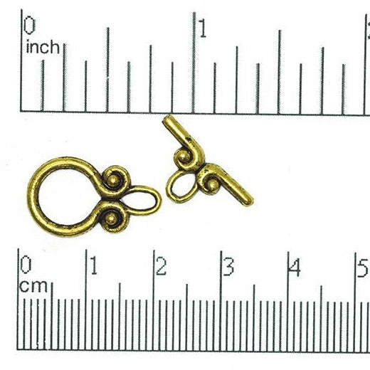 12mm Ring, 18mm Bar Swirl Toggle Clasp - Made of plated pewter - Sold as a set - CBS11/2383