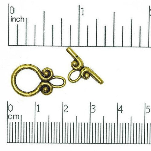 12mm Ring, 18mm Bar Swirl Toggle Clasp - Made of plated pewter - Sold as a set - CBS11/2383