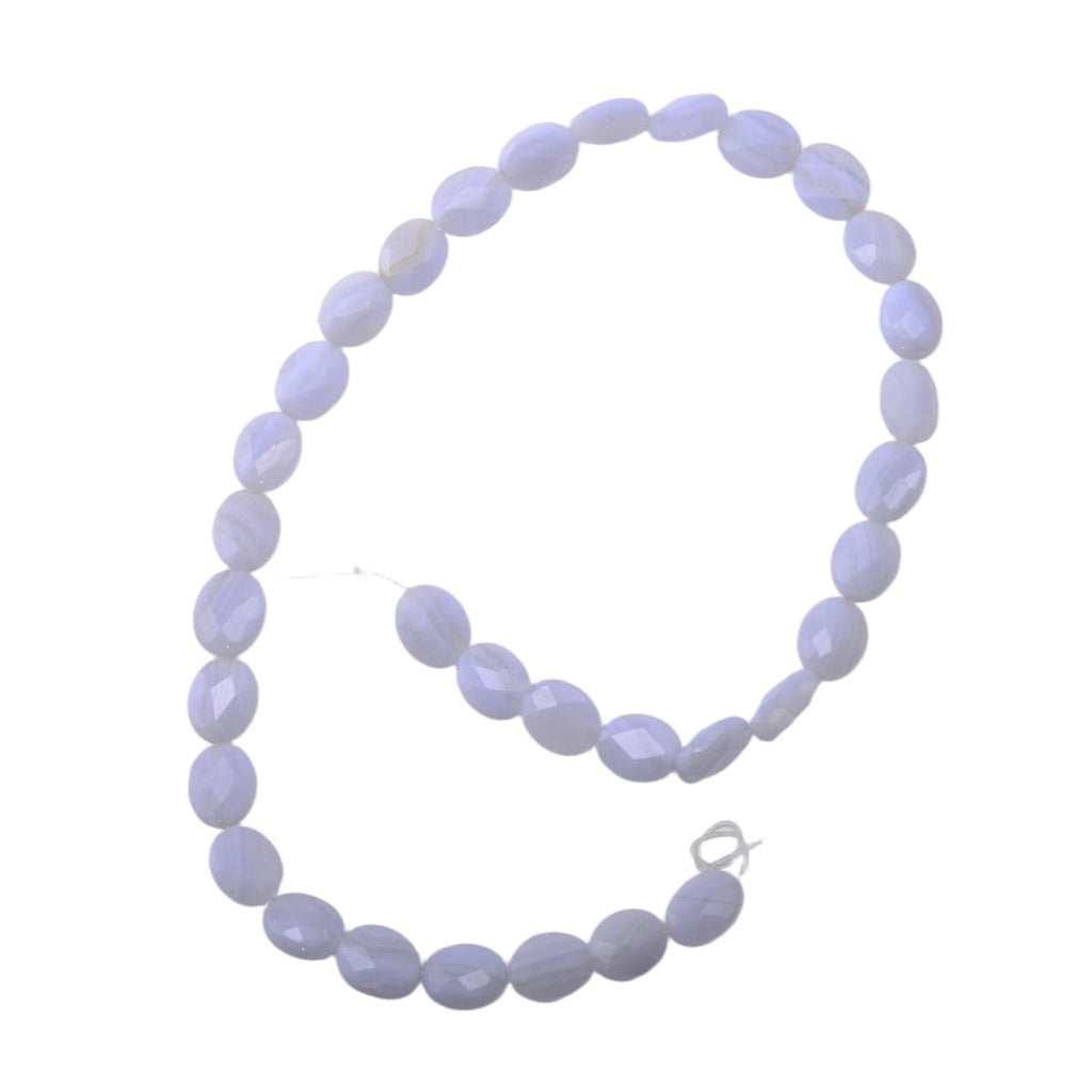 Blue Lace Agate Faceted Oval Beads, 12-Inch, 33-Bead Strand