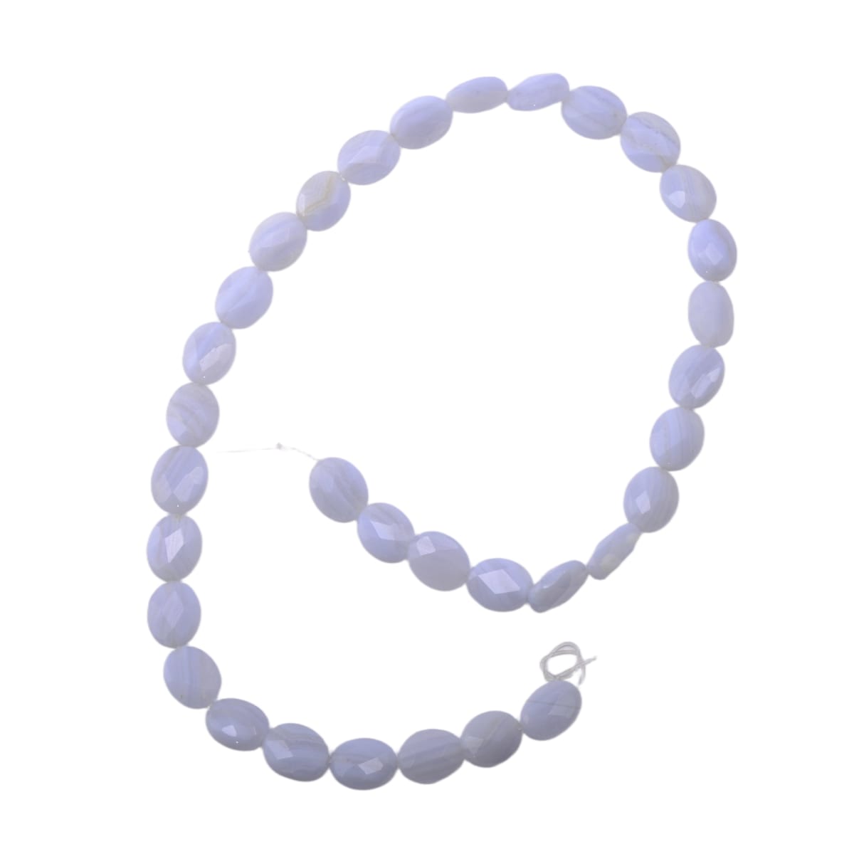 Blue Lace Agate Faceted Oval Beads, 12-Inch, 33-Bead Strand