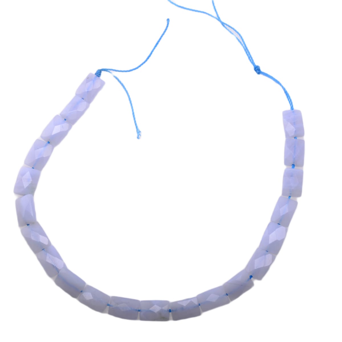 Blue Lace Agate Faceted Pillow Rectangle Beads, 8-Inch Strand