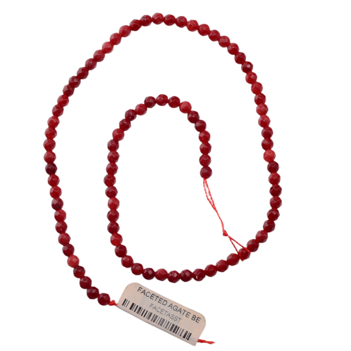Red Agate Faceted Round Beads, 14.5-Inch Strand