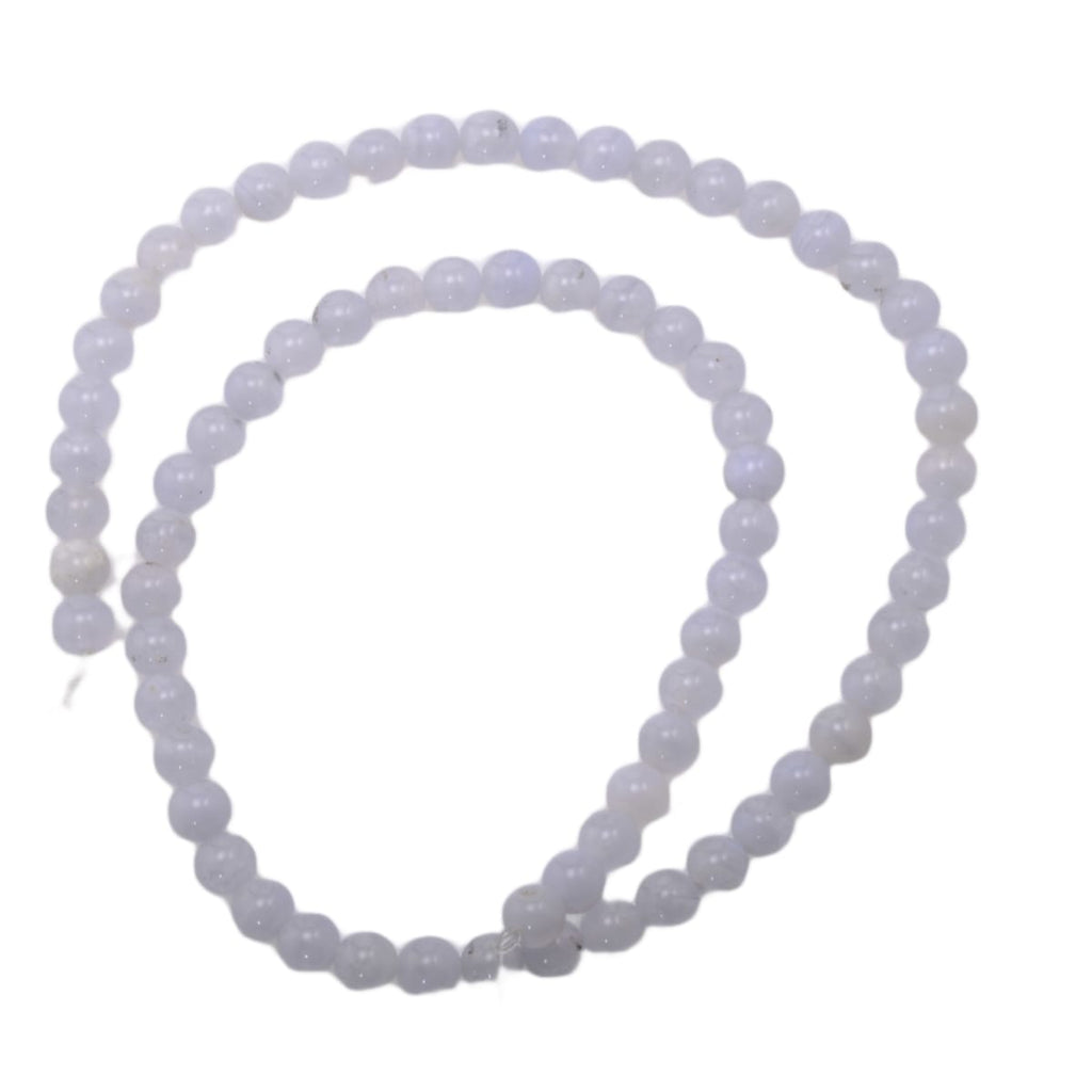 Blue Lace Agate Smooth Round Beads, 6mm Strand