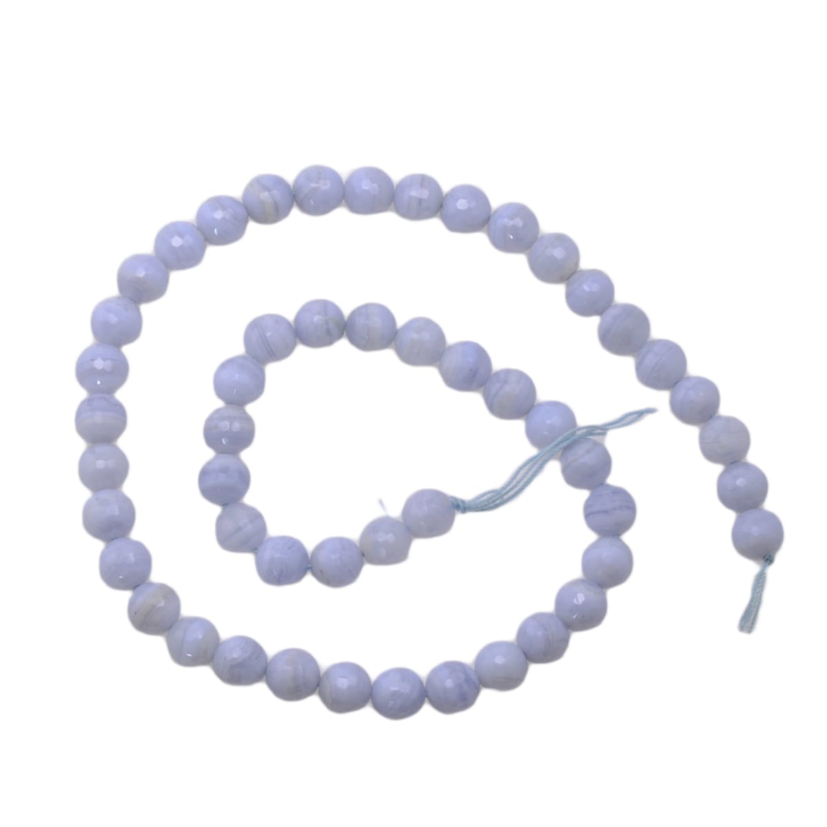 Blue Lace Agate Faceted Round Bead Strand, Approx. 7.5–7.8mm