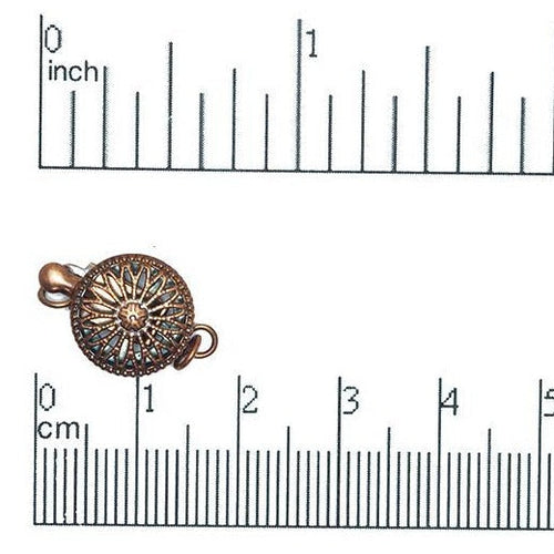 10mm Filigree Round Box Clasp - Made of Brass - Sold Individually - CL/14