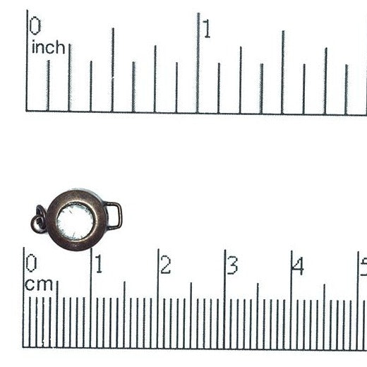 15mm x 9mm Embedded Rhinestone Disc Box Clasp - Made of Brass - Sold Individually - CL/24